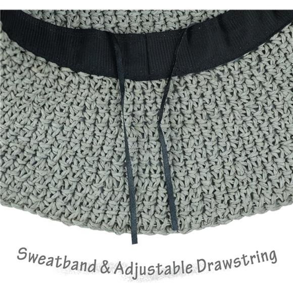 Women\'s Sun Hat Wide Brim Floppy Beach Hat UV UPF 50+ Straw Hat Foldable, Gray main image 7